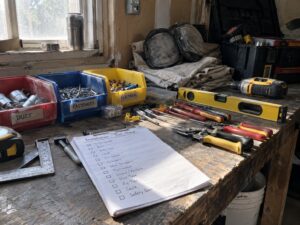 Shop workbench during a morning tool check in Installation by Aegis Heating and Air