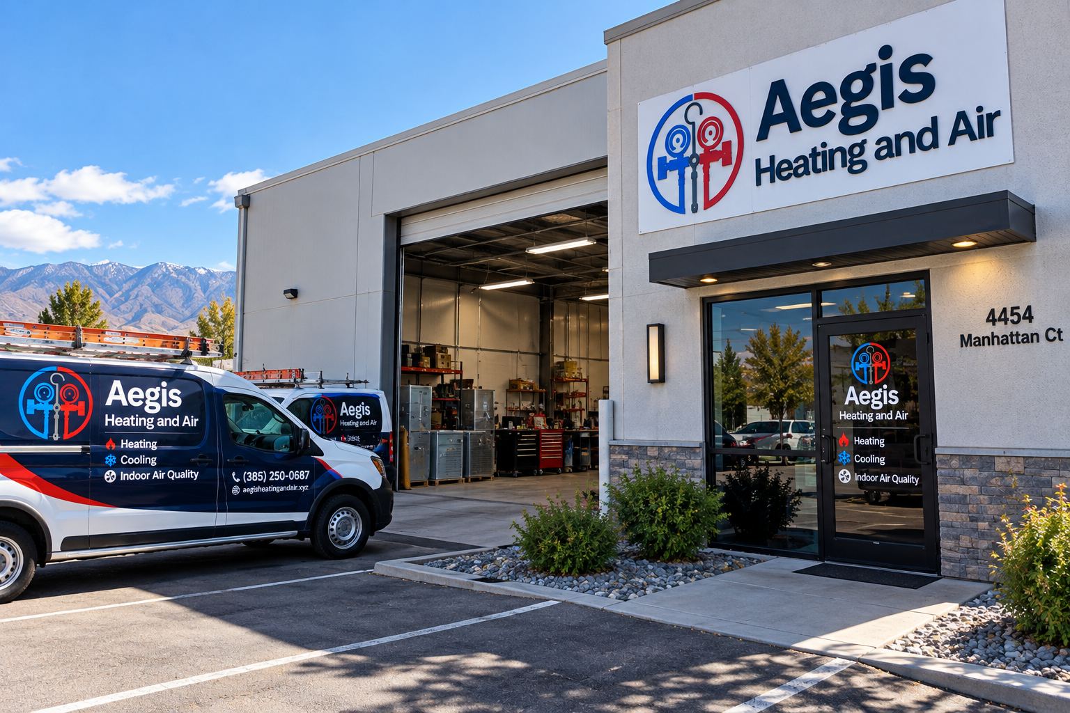 Aegis Heating and Air office, shop and warehouse at 4454 Manhattan Ct, West Valley City, UT 84120