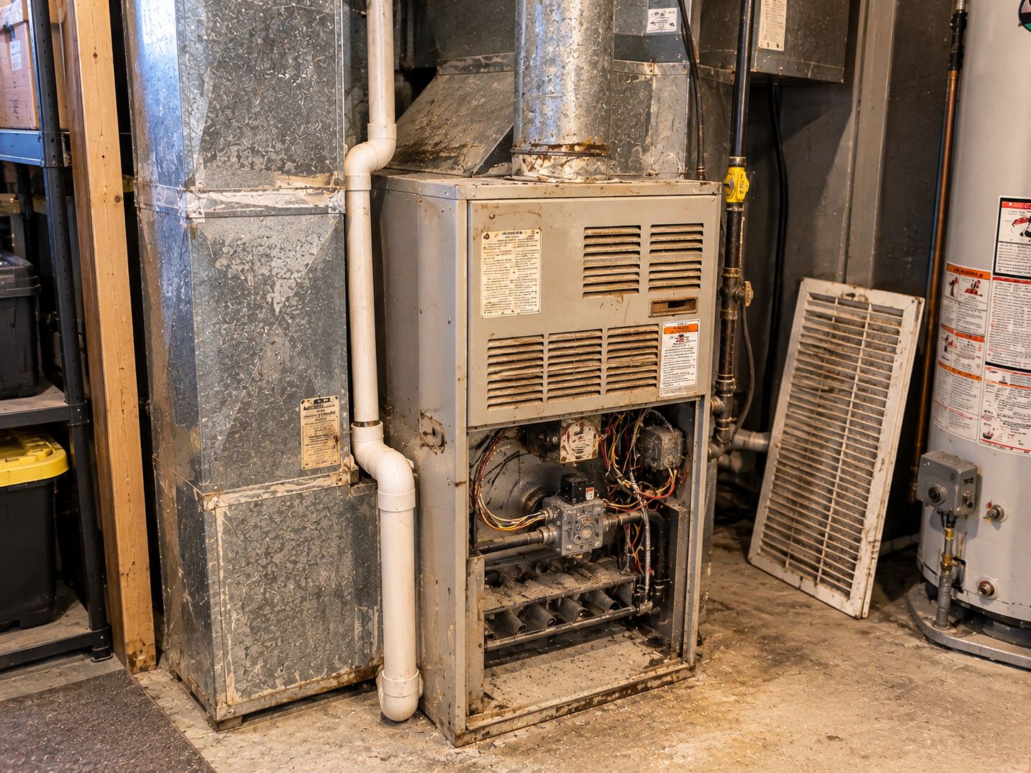 Failed hot surface igniter and flame sensor removed from 16-year-old Kearns furnace